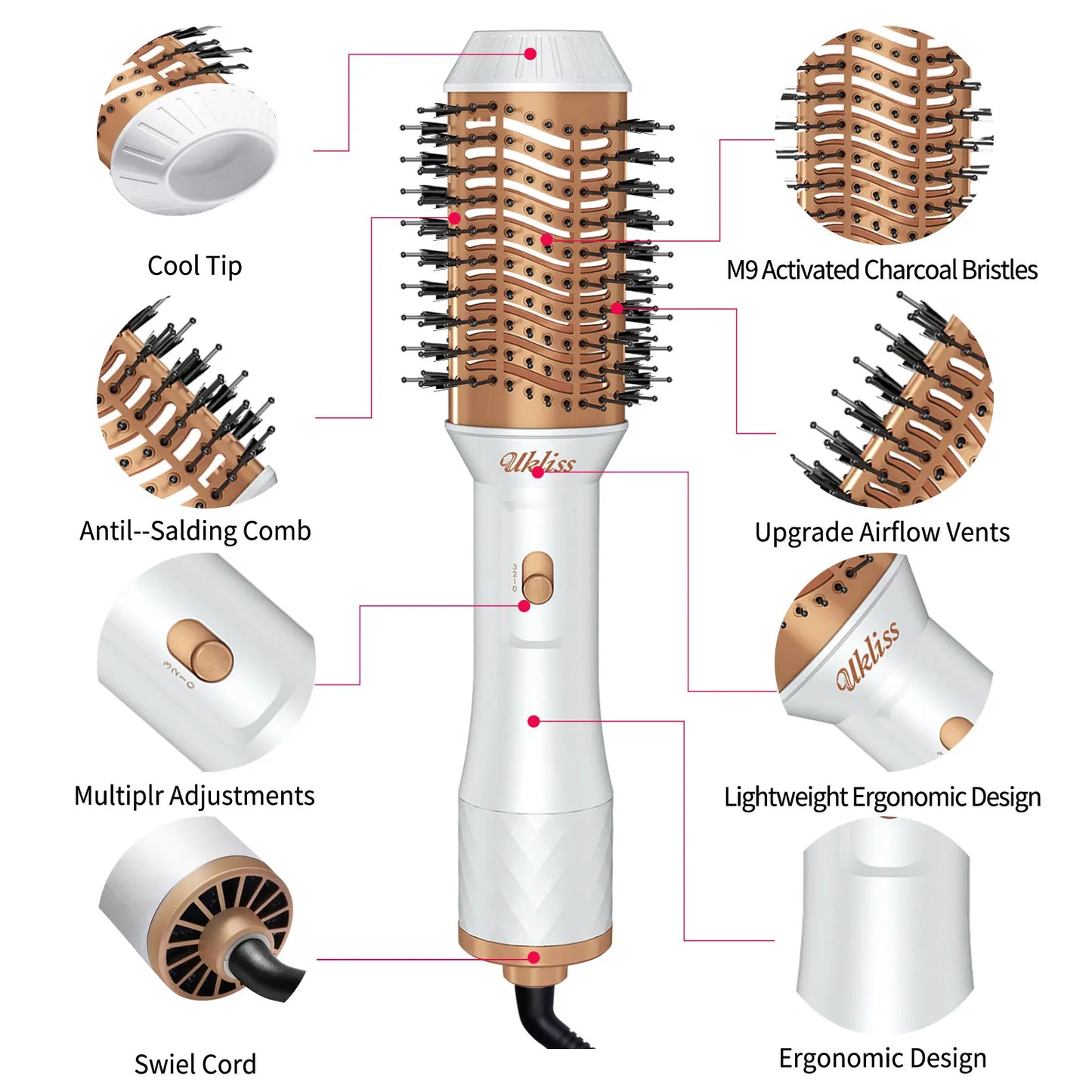 Volumizer Hair Dryer Hair Straightener Curler Comb Roller